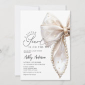 Een beetje Pearl Neutral Bow Baby shower Kaart (Voorkant)