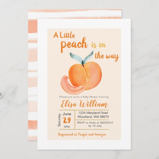 Een beetje perziken is op weg naar uitnodiging (Voorkant / Achterkant)