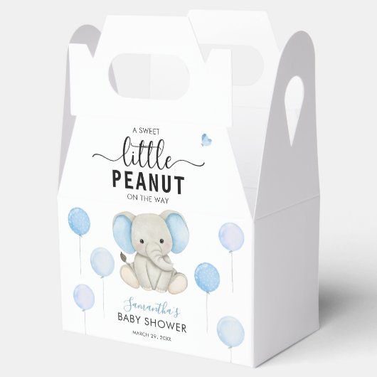 Een beetje Pinda Blue Greenery Elephant Baby showe Bedankdoosjes (Geopend)