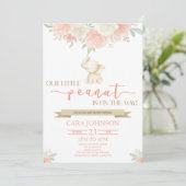 Een beetje pinda mam Baby olifant Baby shower Kaart (Staand voorkant)