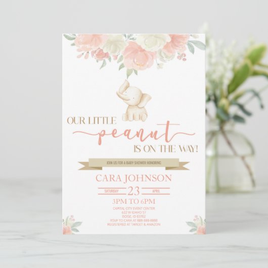 Een beetje pinda mam Baby olifant Baby shower Kaart (Staand voorkant)