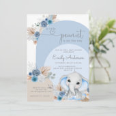 Een beetje pinda olifant Boho Boy Baby shower Kaart (Staand voorkant)
