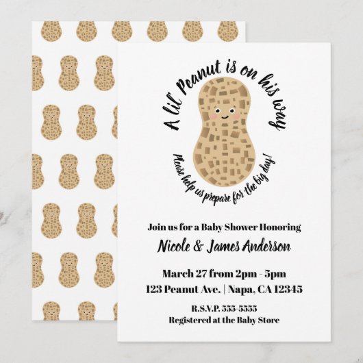 Een beetje pinda Schattigee grillige Unisex Baby s Kaart (Voorkant / Achterkant)