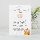 Een beetje pompoen baby douche uitnodigingen (Staand voorkant)