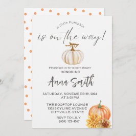 Een beetje pompoen baby douche uitnodigingen
