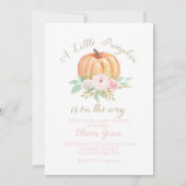 Een beetje pompoen Baby shower bloemenroze strepen Kaart (Voorkant)