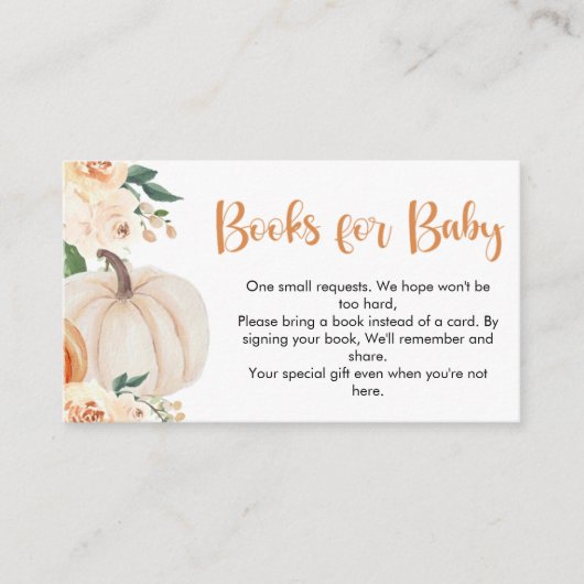 Een beetje pompoen Baby shower boek aanvraag Informatiekaartje (Voorkant)