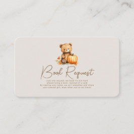 Een beetje pompoen Baby shower boek aanvraag Informatiekaartje