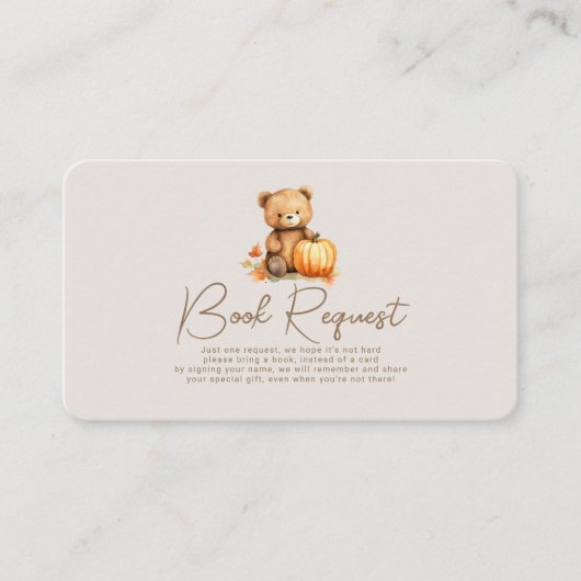 Een beetje pompoen Baby shower boek aanvraag Informatiekaartje (Voorkant)