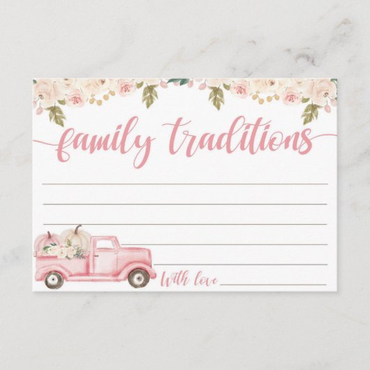 Een beetje pompoen Baby shower familietradities Informatiekaartje (Voorkant)