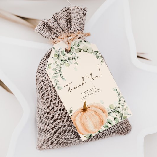 Een beetje pompoen Baby shower gunst dank je Cadeaulabel