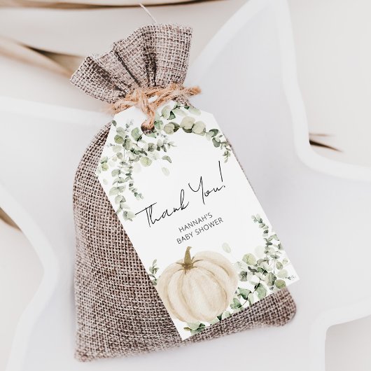 Een beetje pompoen Baby shower gunst dank je Cadeaulabel