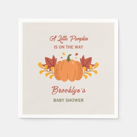 Een beetje pompoen Baby shower herfstbladeren Herf Servet (Voorkant)