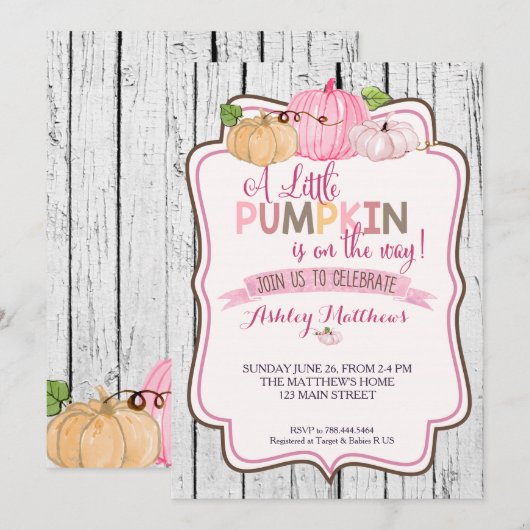 Een beetje pompoen Baby shower Kaart (Voorkant / Achterkant)