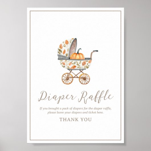Een beetje pompoen Baby shower luier Raffle Sign Poster (Voorkant)