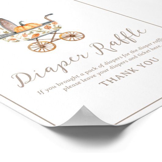 Een beetje pompoen Baby shower luier Raffle Sign Poster (Hoek)