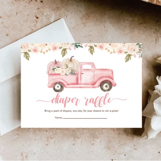 Een beetje Pompoen Baby shower Luier Raffle Ticket Informatiekaartje