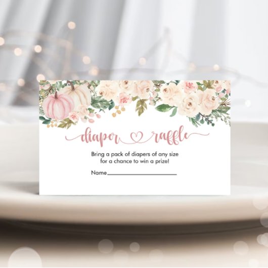 Een beetje Pompoen Baby shower Luier Raffle Ticket Informatiekaartje
