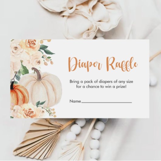 Een beetje Pompoen Baby shower Luier Raffle Ticket Informatiekaartje