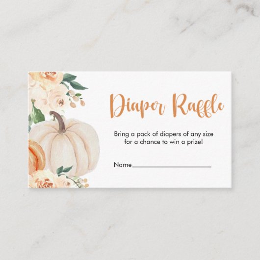 Een beetje Pompoen Baby shower Luier Raffle Ticket Informatiekaartje (Voorkant)