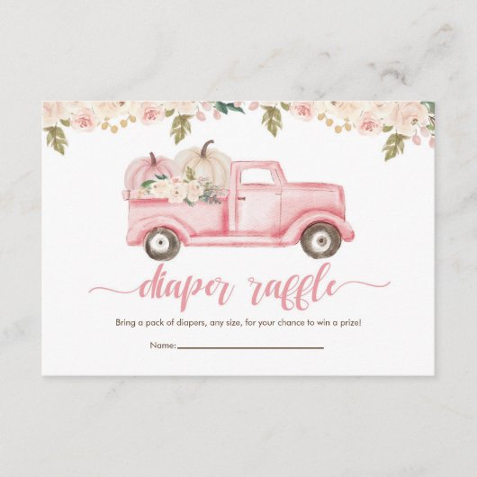 Een beetje Pompoen Baby shower Luier Raffle Ticket Informatiekaartje (Voorkant)
