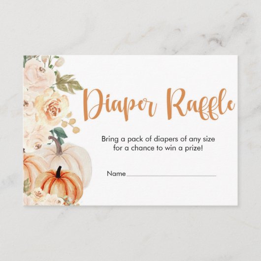 Een beetje Pompoen Baby shower Luier Raffle Ticket Informatiekaartje (Voorkant)