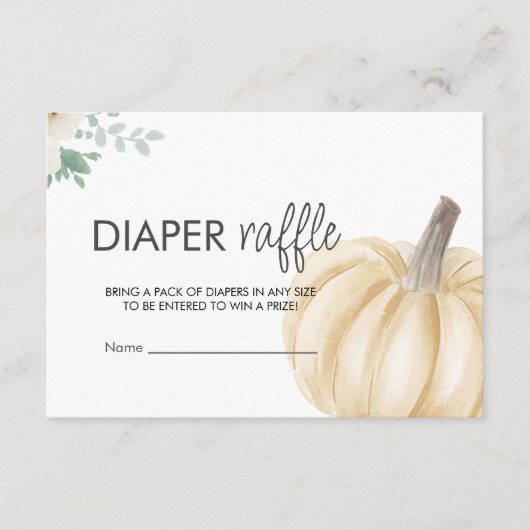 Een beetje Pompoen Baby shower Luier Raffle Ticket Informatiekaartje (Voorkant)