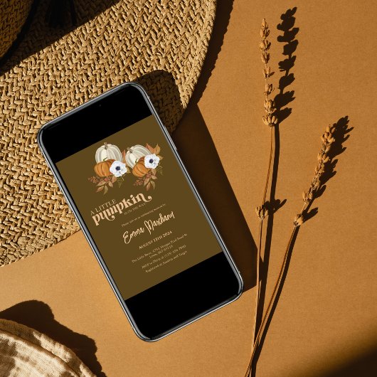 Een beetje pompoen baby shower pompoen bloemen kaart