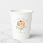 Een beetje pompoen Baby shower roze bloemig Papieren Bekers (Voorkant)