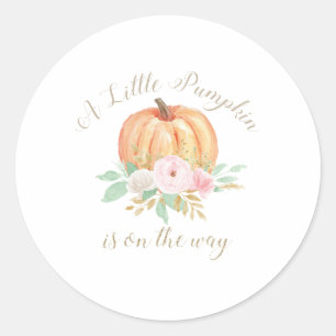Een beetje pompoen Baby shower roze bloemig Ronde Sticker