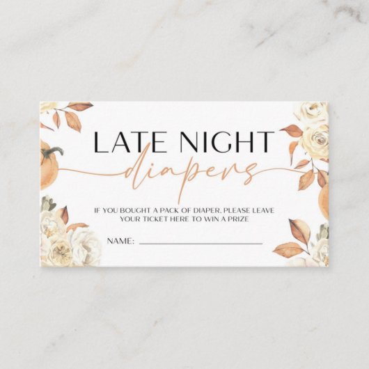 Een beetje pompoen Baby shower 's avonds laat luie Informatiekaartje (Voorkant)