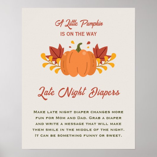 Een beetje pompoen Baby shower 's avonds laat luie Poster (Voorkant)