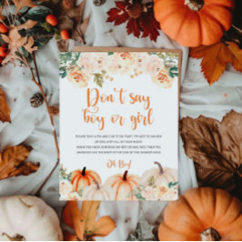 Een beetje pompoen Baby shower spel teken Poster