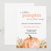 Een beetje pompoen baby shower uitnodiging (Voorkant / Achterkant)