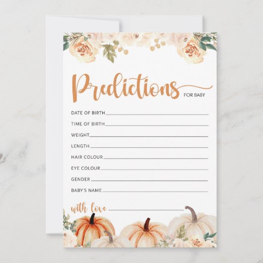 Een beetje pompoen Baby shower voorspelt Kaart (Voorkant)