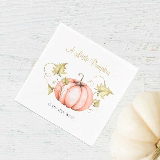 Een beetje pompoen Baby shower Waterverf Servet