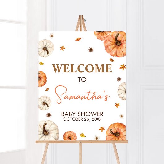 Een beetje pompoen Baby shower welkom Poster