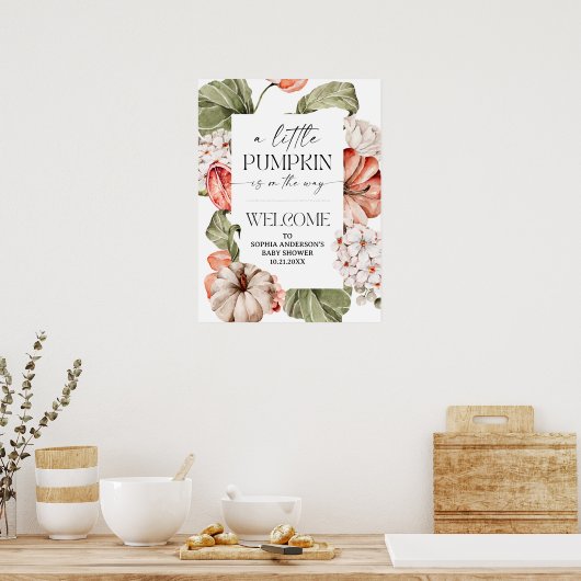 Een beetje pompoen Baby shower welkom Poster (Keuken)
