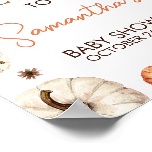 Een beetje pompoen Baby shower welkom Poster (Hoek)