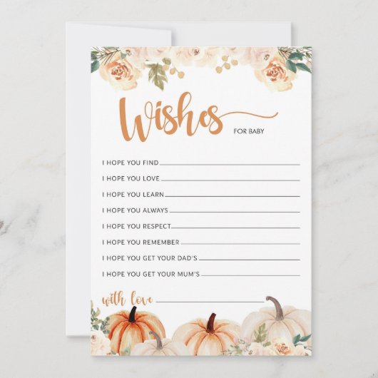 Een beetje pompoen Baby shower wensen voor Baby Ka Kaart (Voorkant)
