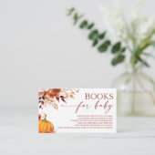 Een beetje pompoen Bloemen Baby shower Boeken voor Informatiekaartje (Staand voorkant)