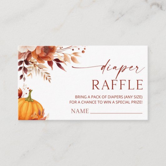 Een beetje pompoen Bloemen Baby shower Luier Raffl Informatiekaartje (Voorkant)