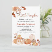 Een beetje pompoen bloemenboho Herfst Baby shower Kaart (Staand voorkant)