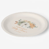 Een beetje pompoen bloemenboho rustiek Baby shower Papieren Bordje (Gekanteld)