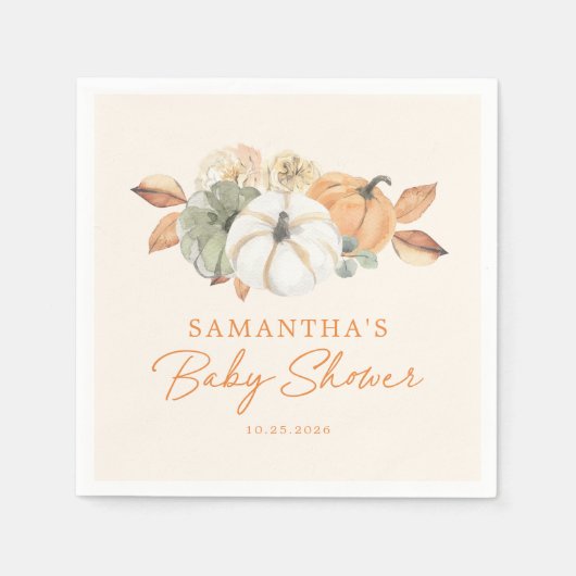 Een beetje pompoen bloemenboho rustiek Baby shower Servet (Voorkant)