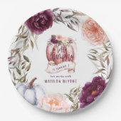 Een beetje pompoen bloemenfeest 1e herfst papieren bordje (Voorkant)