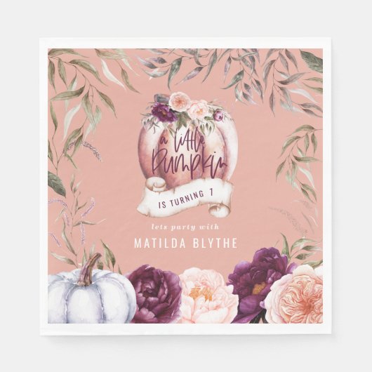 Een beetje pompoen bloemenfeest 1e herfst servet (Voorkant)