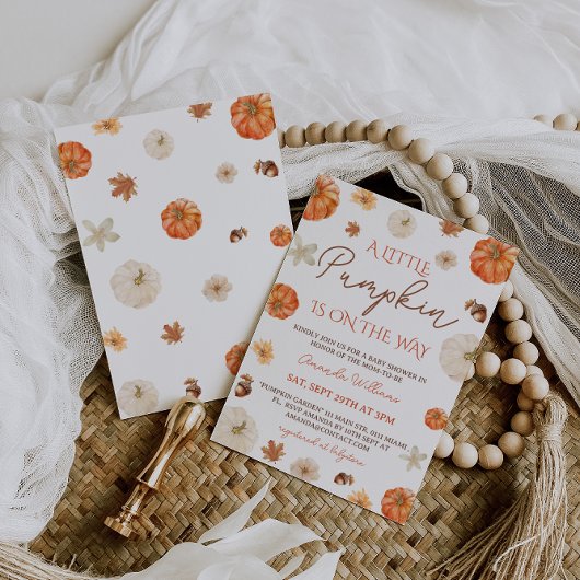 Een beetje pompoen bloemenherfst Herfst Baby showe Kaart