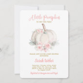 Een beetje pompoen blozen roze herfst baby shower  kaart (Voorkant)