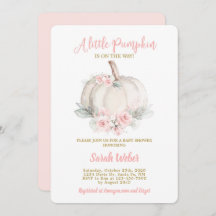 Een beetje pompoen blozen roze herfst baby shower 